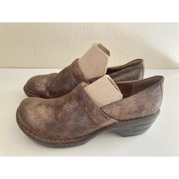 Born Women's Clogs Mules Shoes Bronze Textured Size 8 Leather - Picture 2 of 6